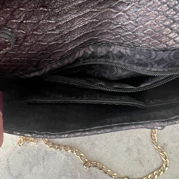 Envelope Clutch Black and Silver metallic grey Cross body chain detachable - Picture 8 of 8